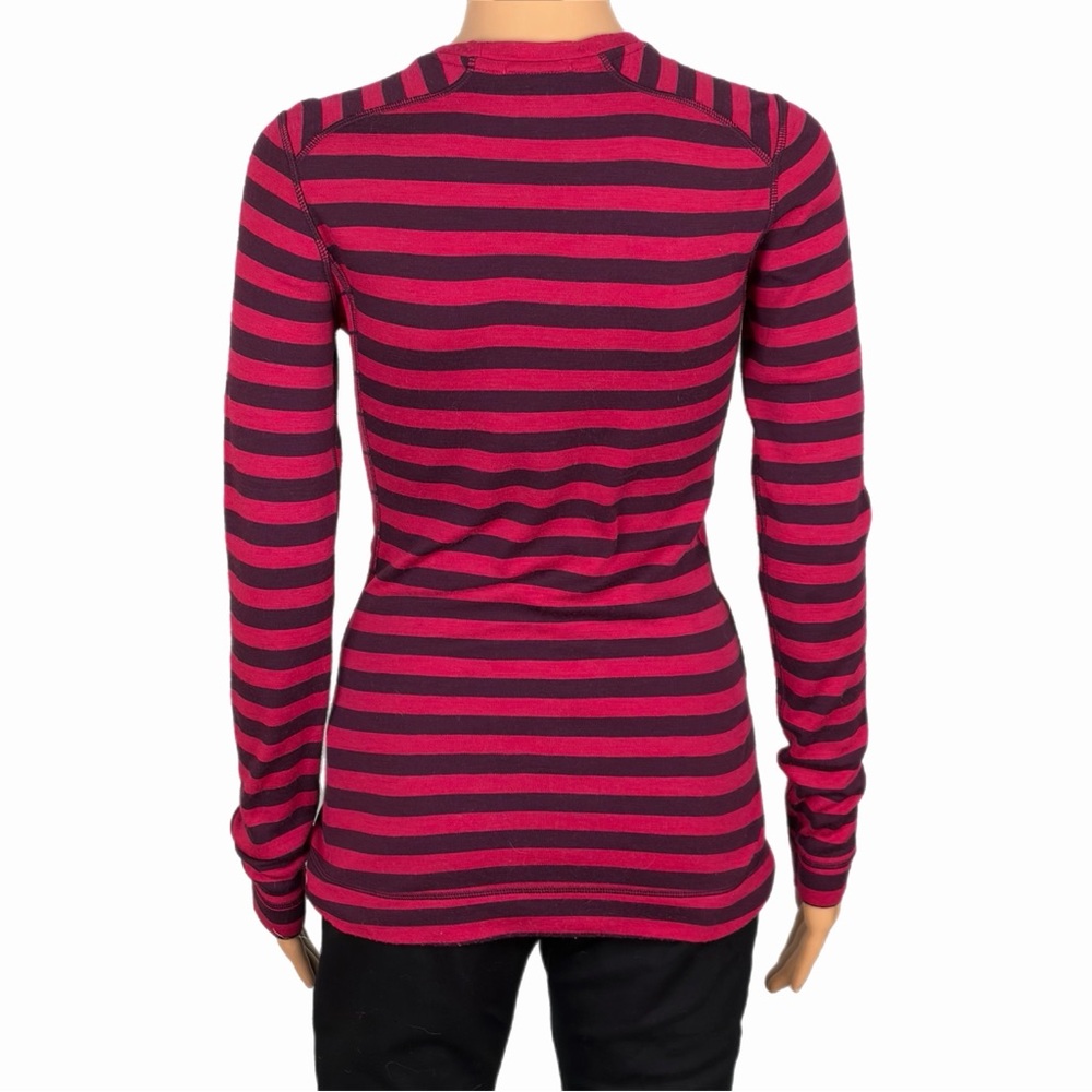 Smartwool 100% Merino Wool NTS Mid 250 Pattern Crew striped base layer. Medium - Picture 8 of 11